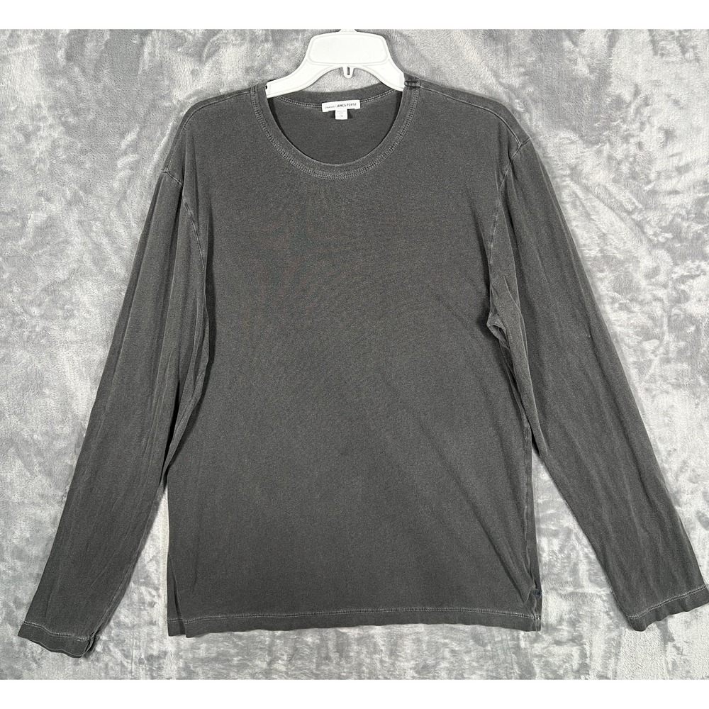 James Perse Long Sleeve Crewneck Shirt Mens Large 3 Gray Cotton Stretch
